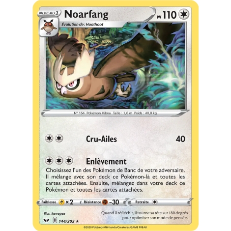 Noarfang 144/202 : Joyau Rare (Brillante) de l'extension Pokémon Épée et Bouclier