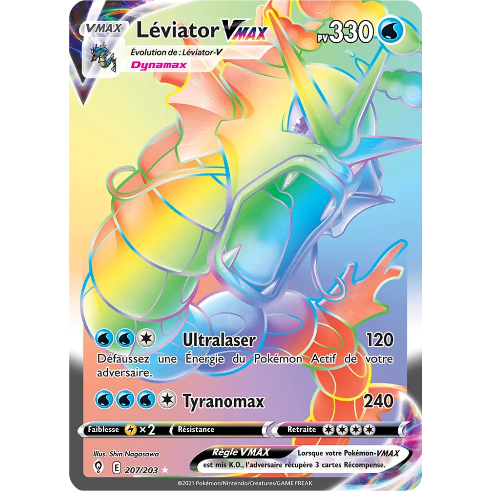 Carte Léviator - Arc-en-ciel rare de Pokémon Épée et Bouclier Évolution Céleste 207/203