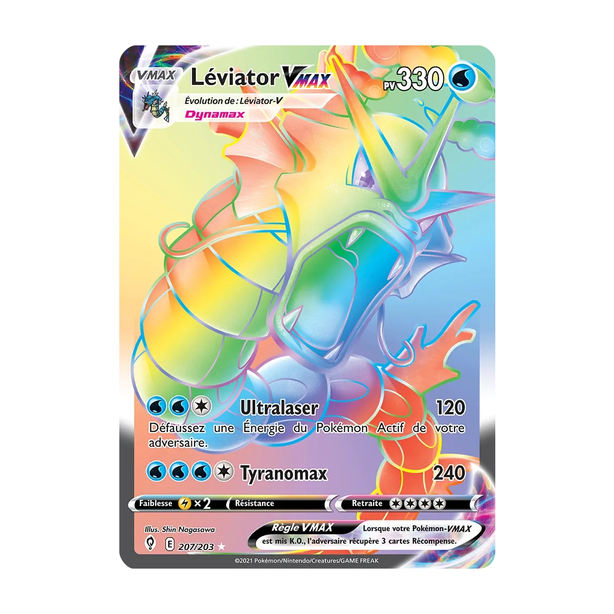 Carte Léviator - Arc-en-ciel rare de Pokémon Épée et Bouclier Évolution Céleste 207/203