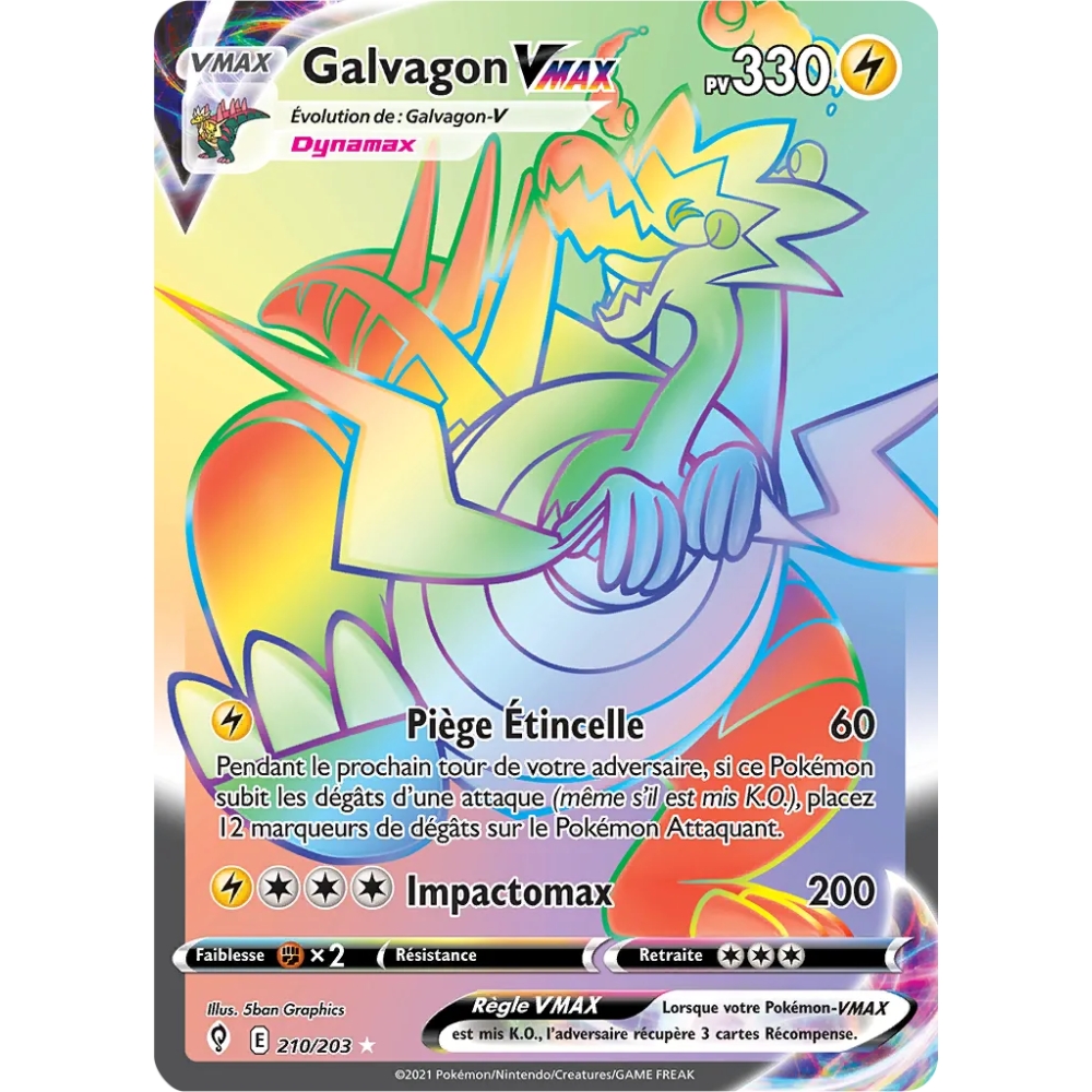 Galvagon 210/203 : Joyau Arc-en-ciel rare de l'extension Pokémon Épée et Bouclier Évolution Céleste