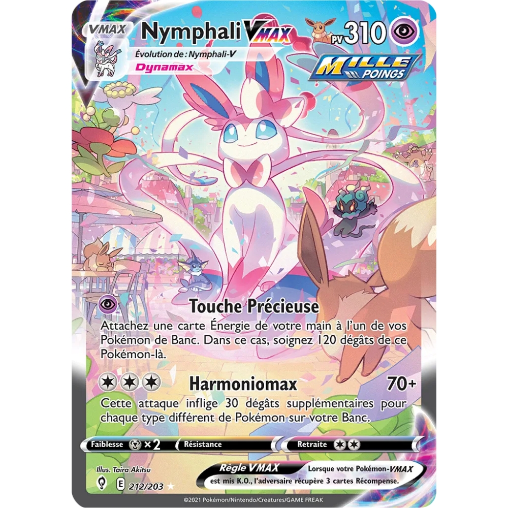 Nymphali 212/203 : Joyau Secrète rare de l'extension Pokémon Épée et Bouclier Évolution Céleste