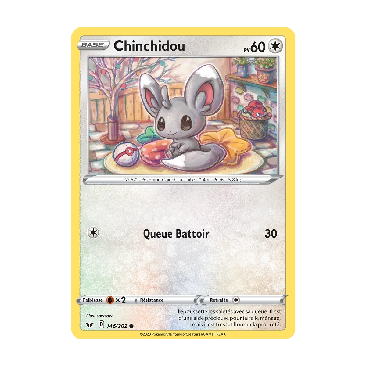 Carte Chinchidou - Commune (Brillante) de Pokémon Épée et Bouclier 146/202