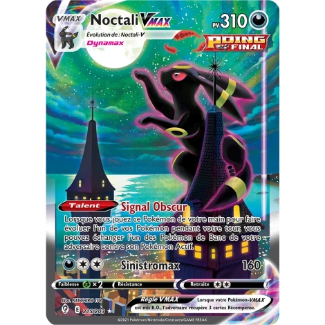 Carte Noctali - Secrète rare de Pokémon Épée et Bouclier Évolution Céleste 215/203