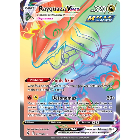 Rayquaza 217/203 : Joyau Arc-en-ciel rare de l'extension Pokémon Épée et Bouclier Évolution Céleste