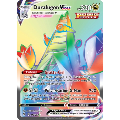 Carte Duralugon - Arc-en-ciel rare de Pokémon Épée et Bouclier Évolution Céleste 219/203