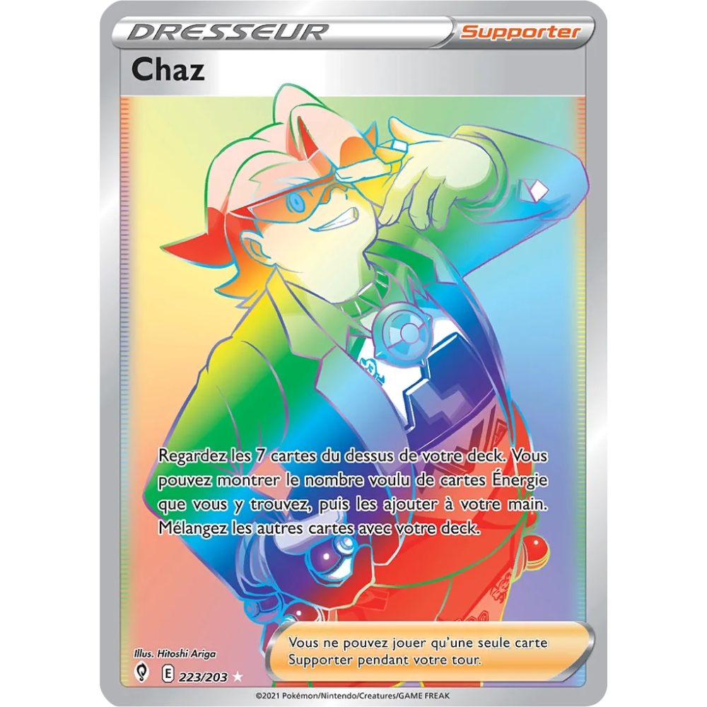 Carte Chaz - Arc-en-ciel rare de Pokémon Épée et Bouclier Évolution Céleste 223/203