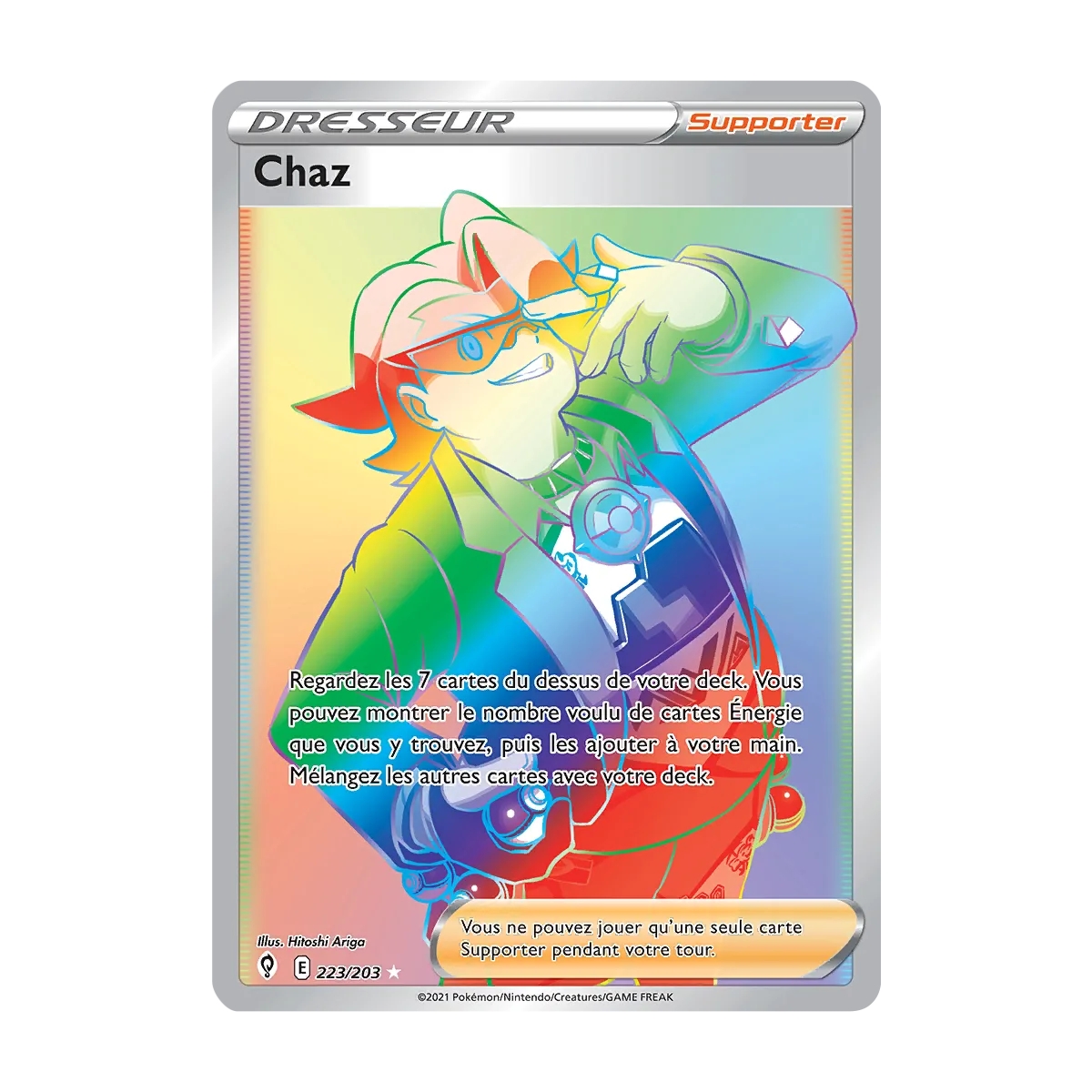 Carte Chaz - Arc-en-ciel rare de Pokémon Épée et Bouclier Évolution Céleste 223/203