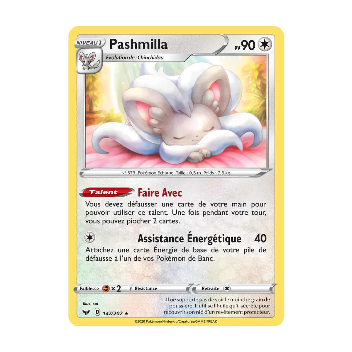 Pashmilla 147/202 : Joyau Rare (Brillante) de l'extension Pokémon Épée et Bouclier