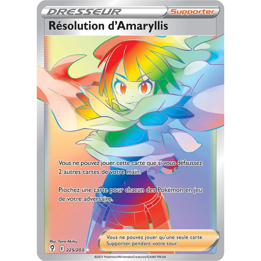 Carte Résolution d'Amaryllis - Arc-en-ciel rare de Pokémon Épée et Bouclier Évolution Céleste 225/203