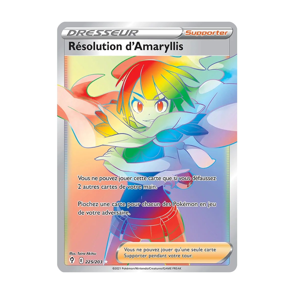 Carte Résolution d'Amaryllis - Arc-en-ciel rare de Pokémon Épée et Bouclier Évolution Céleste 225/203