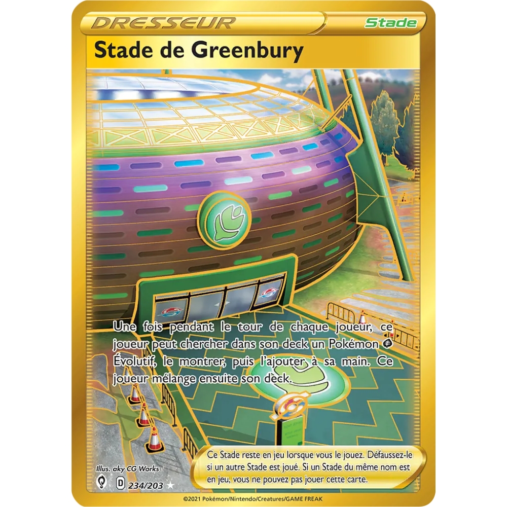 Découvrez Stade de Greenbury, carte Secrète rare de la série Épée et Bouclier Évolution Céleste