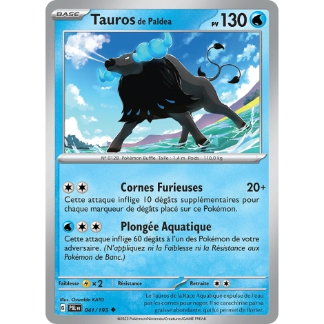 Tauros de Paldea 041/193 : Joyau Peu commune (Brillante) de l'extension Pokémon Écarlate et Violet Évolutions à Paldea