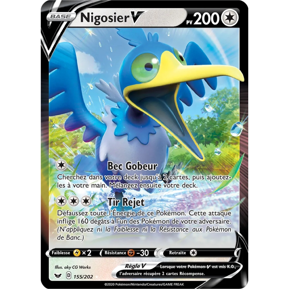 Nigosier 155/202 : Joyau Holographique rare V de l'extension Pokémon Épée et Bouclier