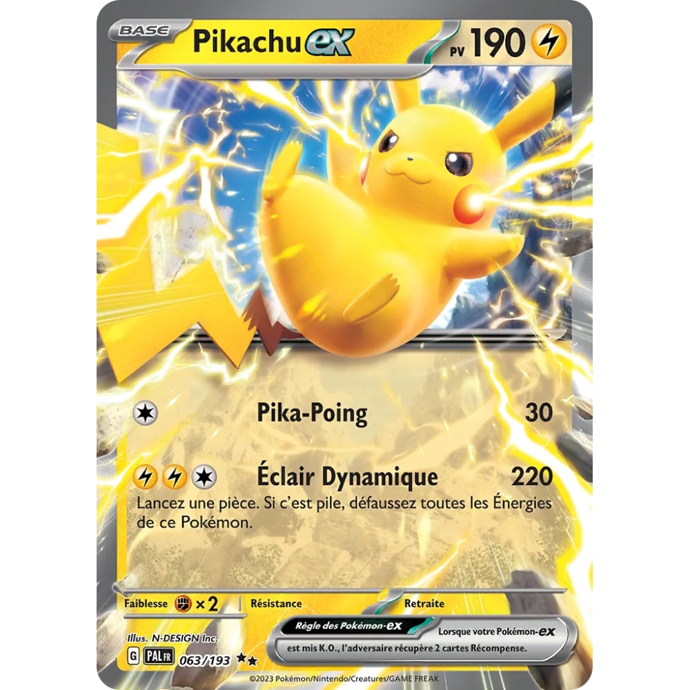 Pikachu 063/193 : Joyau Double rare de l'extension Pokémon Écarlate et Violet Évolutions à Paldea