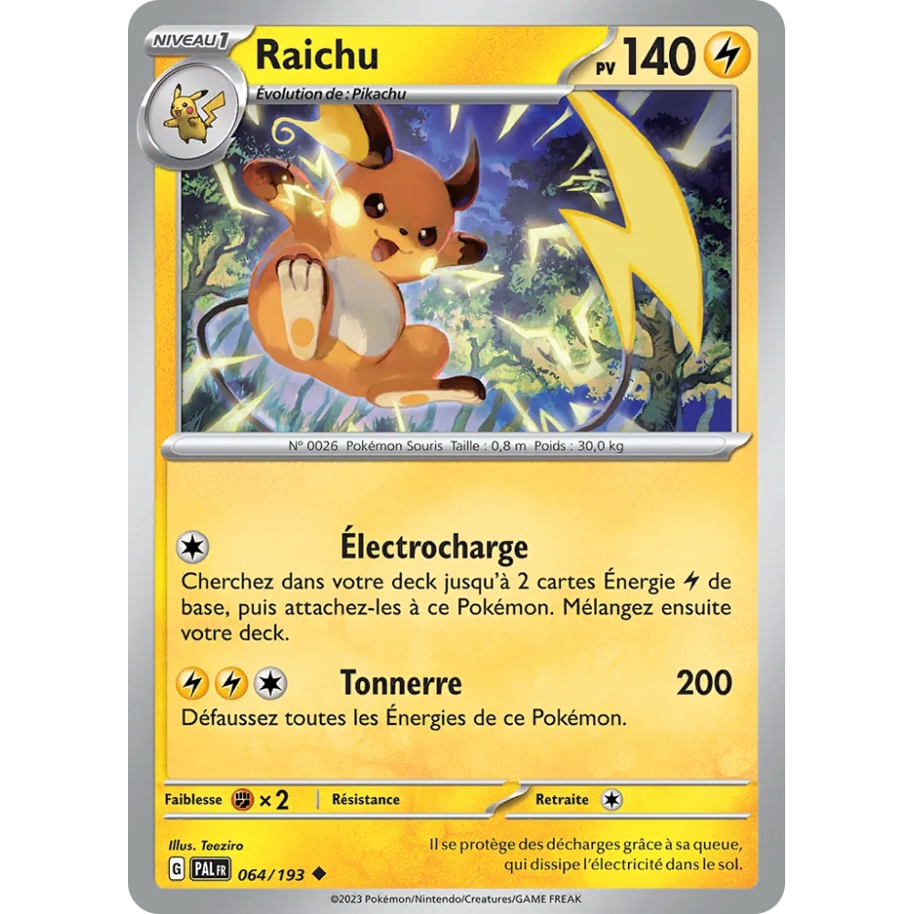 Raichu (Brillante) Écarlate et Violet Évolutions à Paldea 064/193