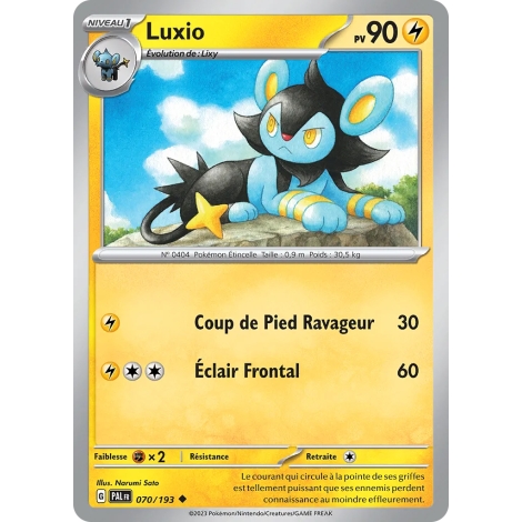 Luxio 070/193 : Joyau Peu commune (Brillante) de l'extension Pokémon Écarlate et Violet Évolutions à Paldea