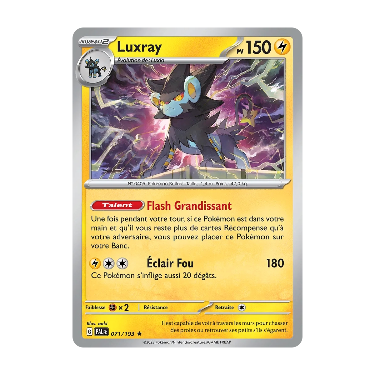 Luxray, carte Rare Brillante Écarlate et Violet Évolutions à Paldea