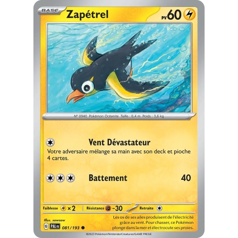 Carte Zapétrel - Commune (Brillante) de Pokémon Écarlate et Violet Évolutions à Paldea 081/193