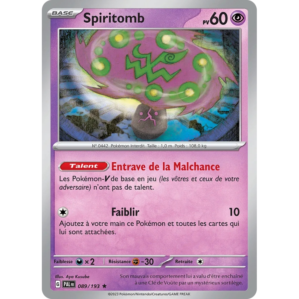 Spiritomb carte Rare Brillante Écarlate et Violet Évolutions à Paldea