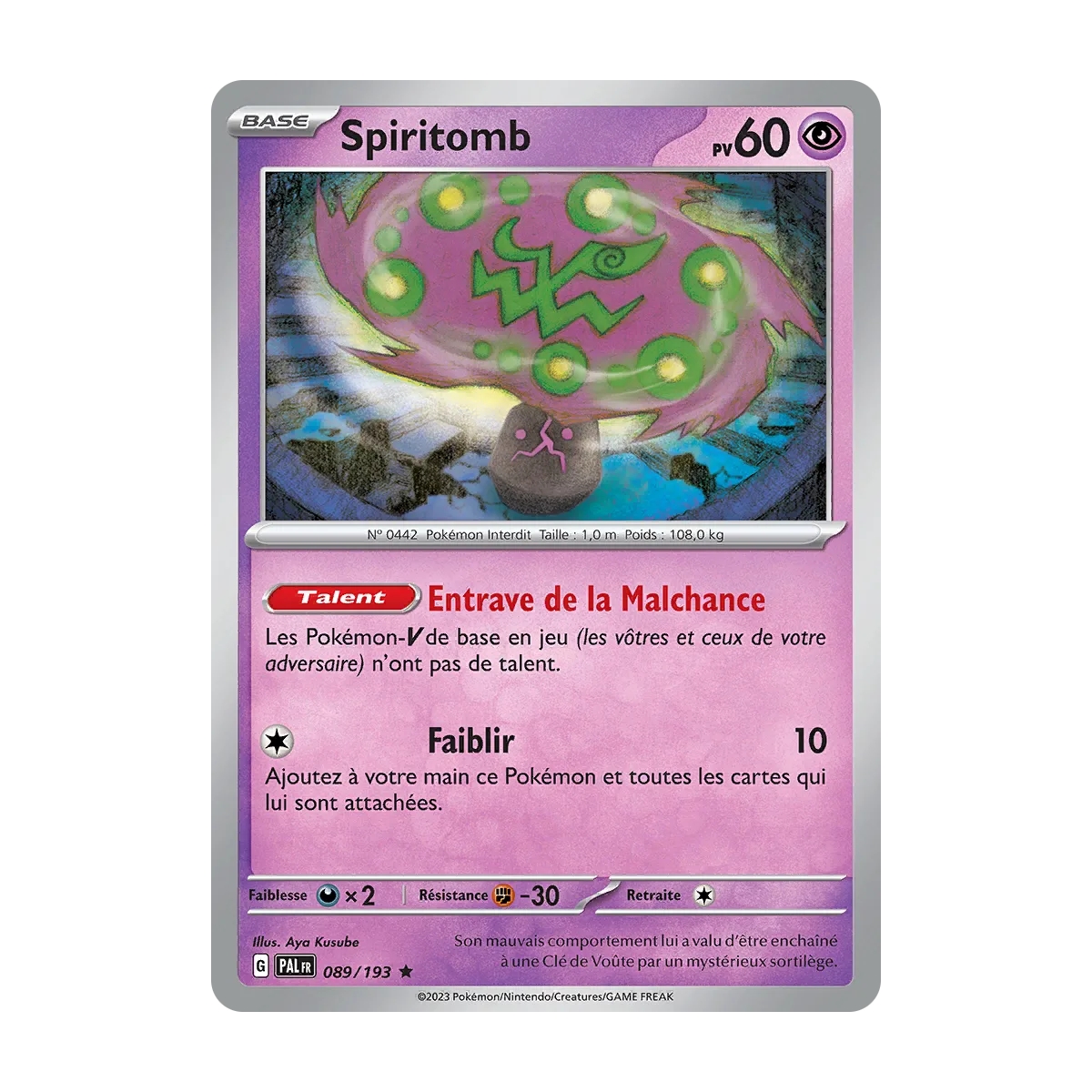 Spiritomb carte Rare Brillante Écarlate et Violet Évolutions à Paldea