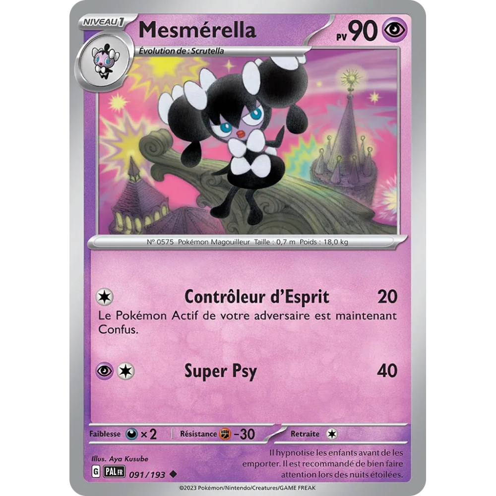 Mesmérella 091/193 : Joyau Peu commune (Brillante) de l'extension Pokémon Écarlate et Violet Évolutions à Paldea