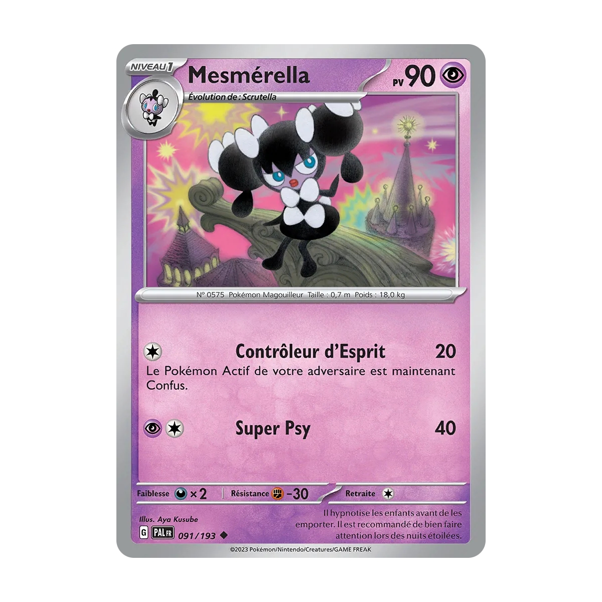 Mesmérella 091/193 : Joyau Peu commune (Brillante) de l'extension Pokémon Écarlate et Violet Évolutions à Paldea