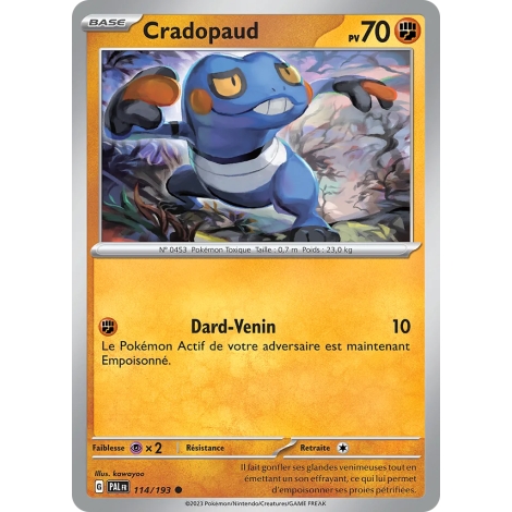 Carte Cradopaud - Commune (Brillante) de Pokémon Écarlate et Violet Évolutions à Paldea 114/193