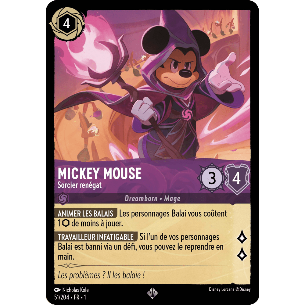Mickey Mouse, carte Super Rare de Lorcana