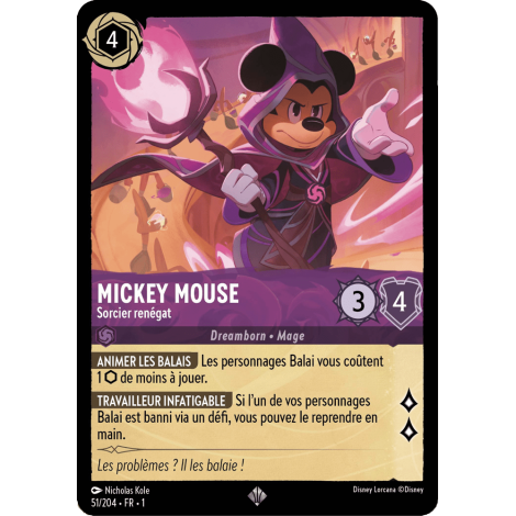 Mickey Mouse, carte Super Rare de Lorcana