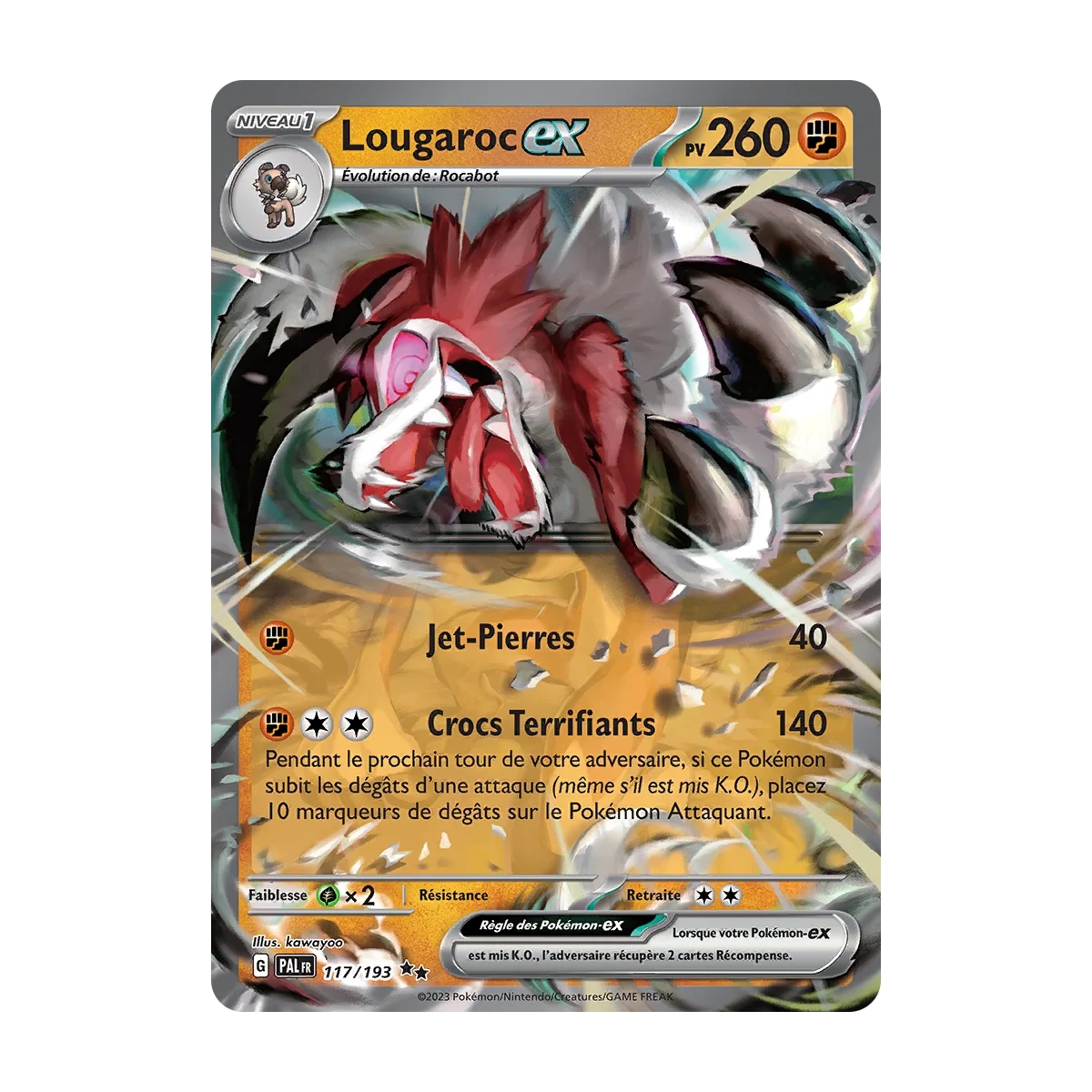 Lougaroc 117/193 : Joyau Double rare de l'extension Pokémon Écarlate et Violet Évolutions à Paldea