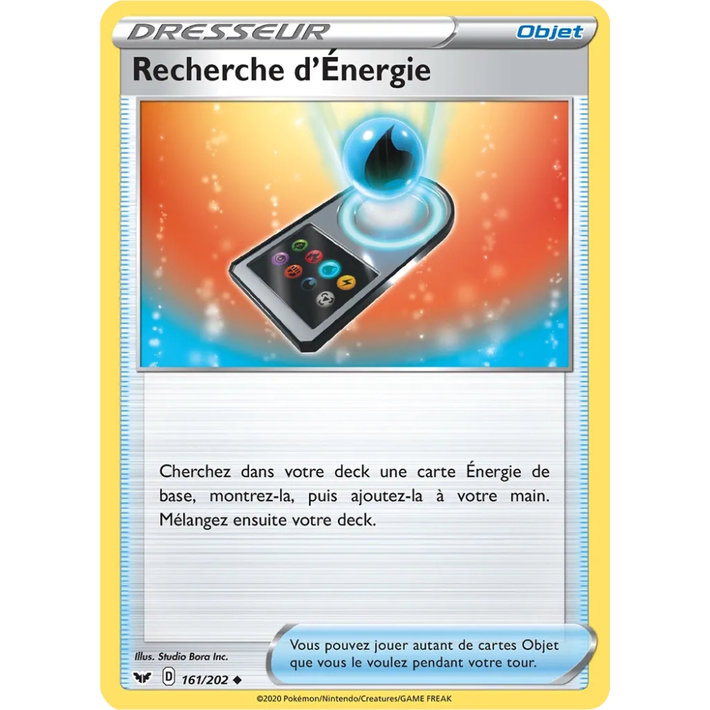 Carte Recherche d'Énergie - Peu commune (Brillante) de Pokémon Épée et Bouclier 161/202