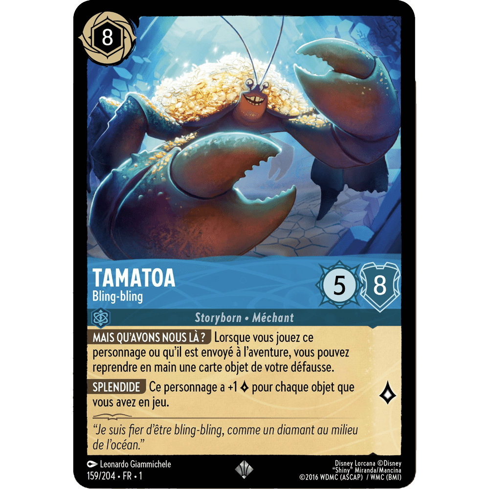 Tamatoa, carte Super Rare de Lorcana