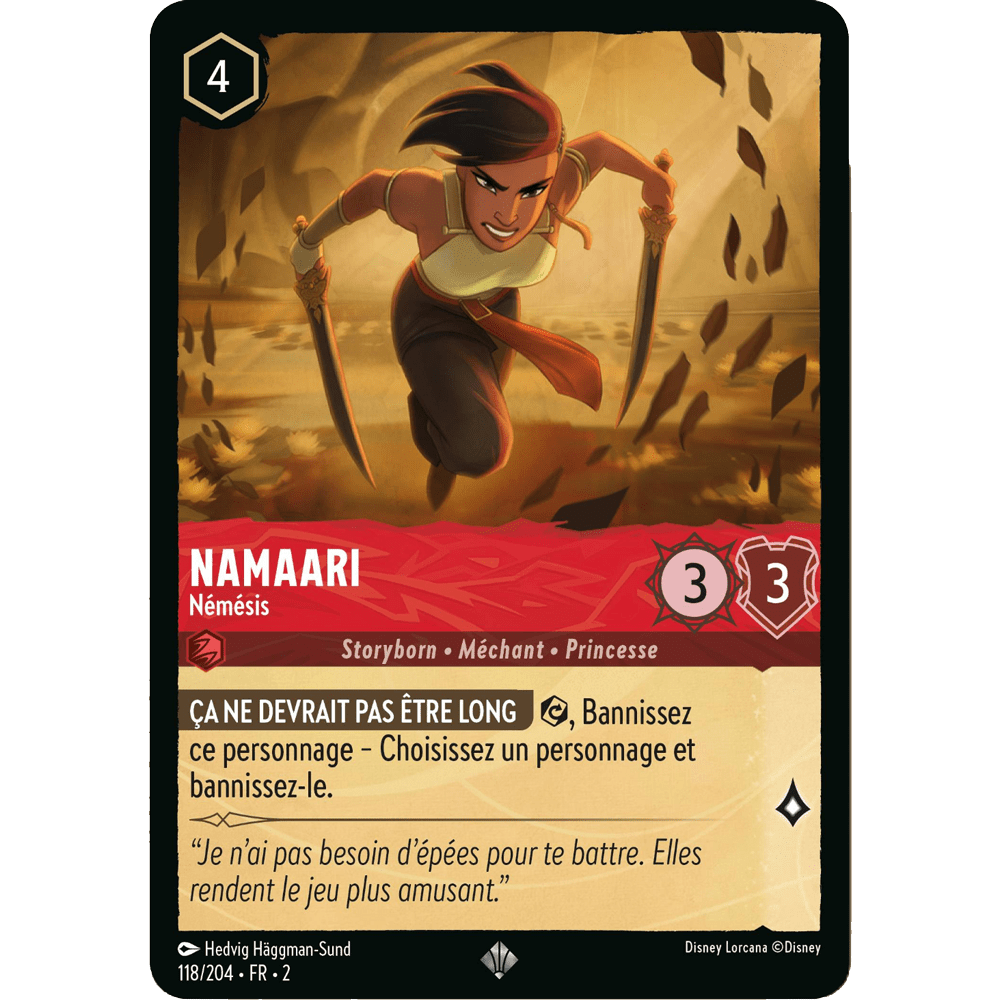 Namaari, carte Super Rare de Lorcana