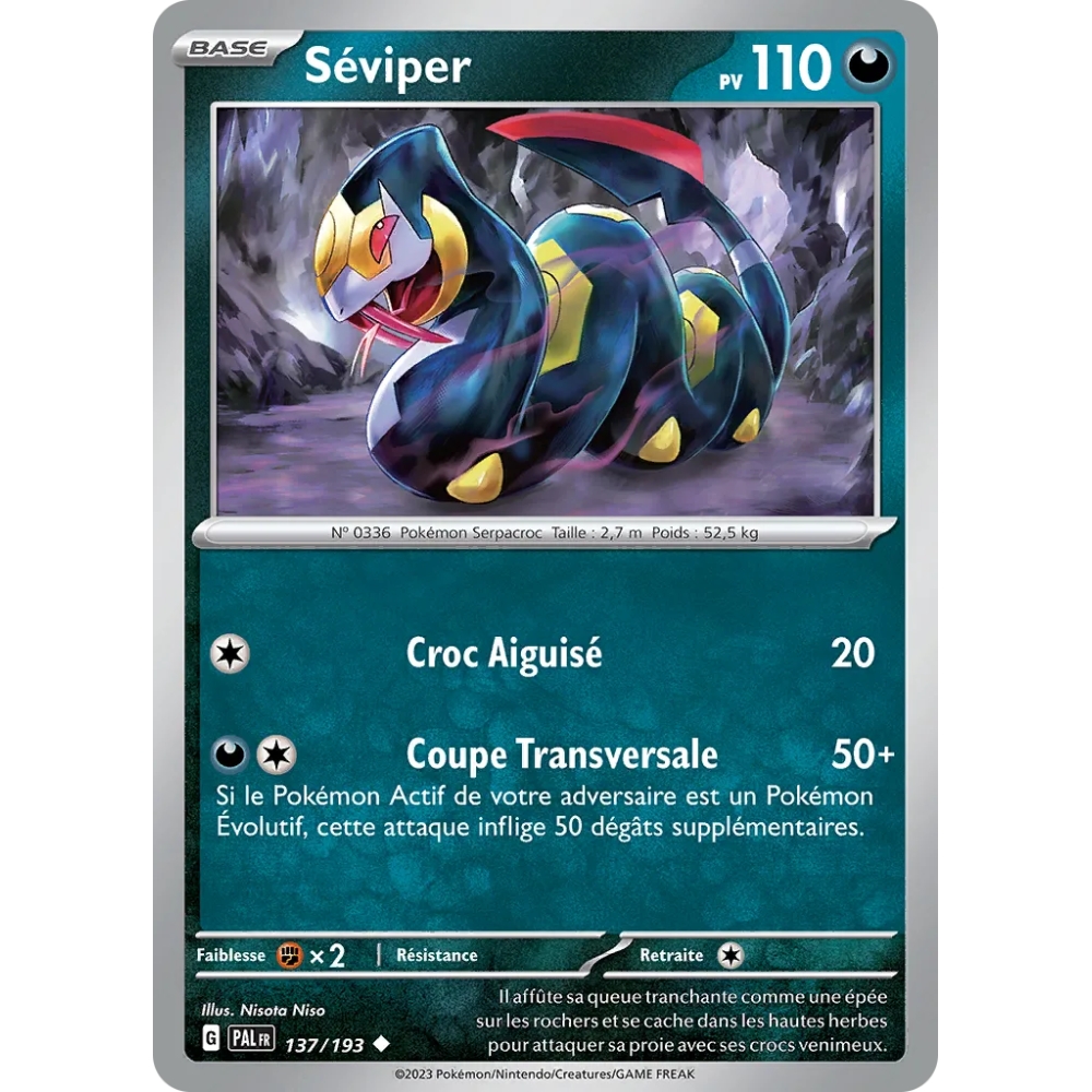 Séviper 137/193 : Joyau Peu commune (Brillante) de l'extension Pokémon Écarlate et Violet Évolutions à Paldea