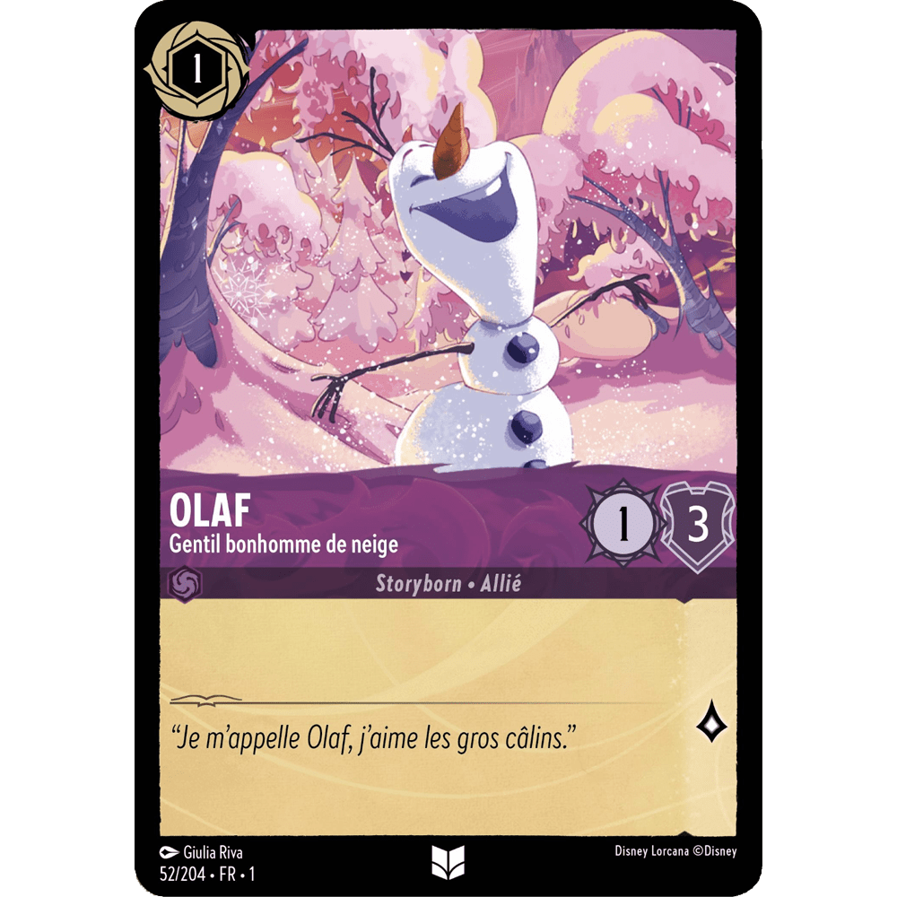 Olaf, carte Peu Commune de Lorcana