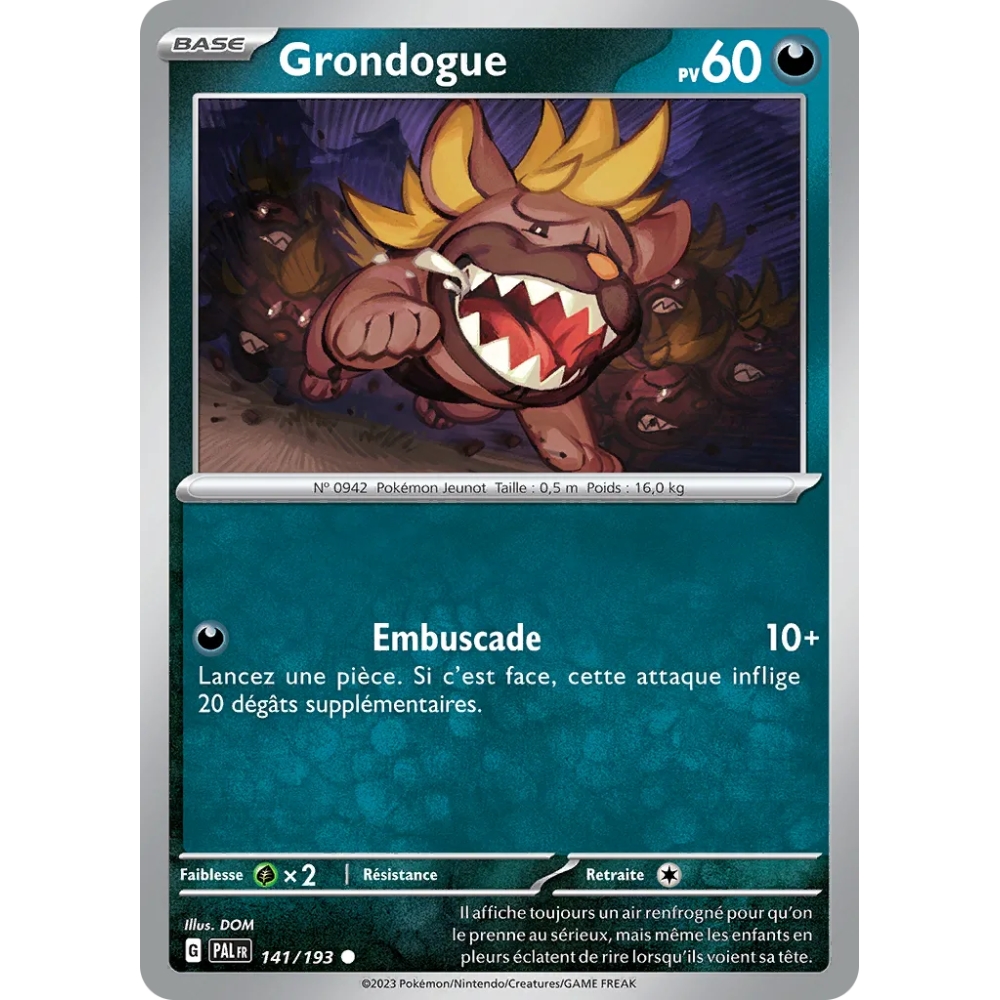 Carte Grondogue - Commune (Brillante) de Pokémon Écarlate et Violet Évolutions à Paldea 141/193