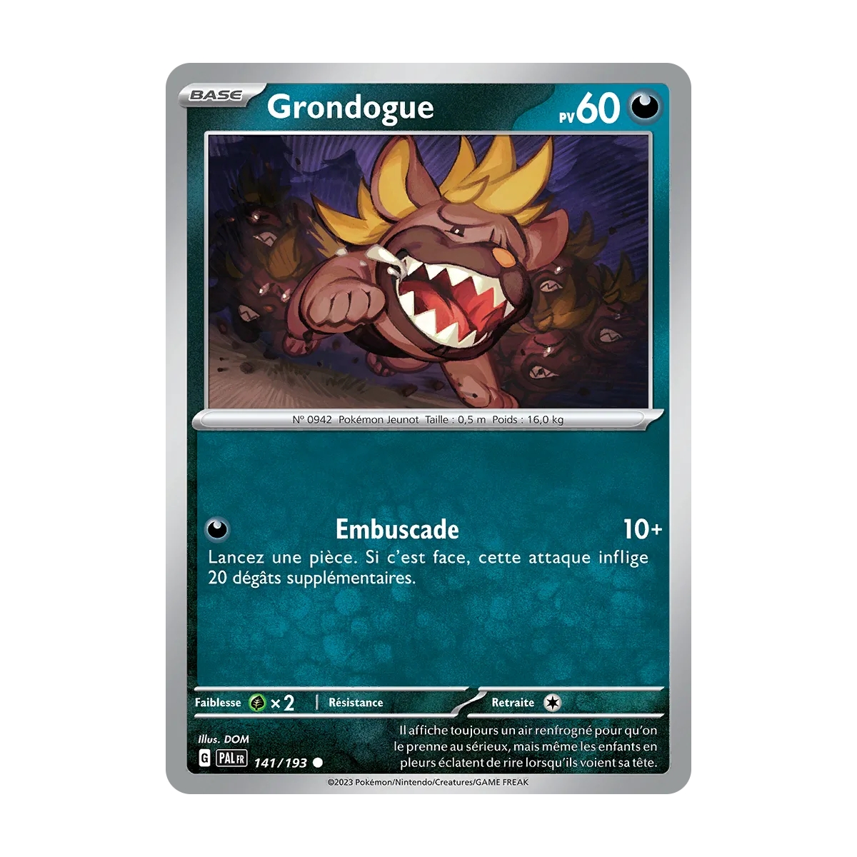 Carte Grondogue - Commune (Brillante) de Pokémon Écarlate et Violet Évolutions à Paldea 141/193