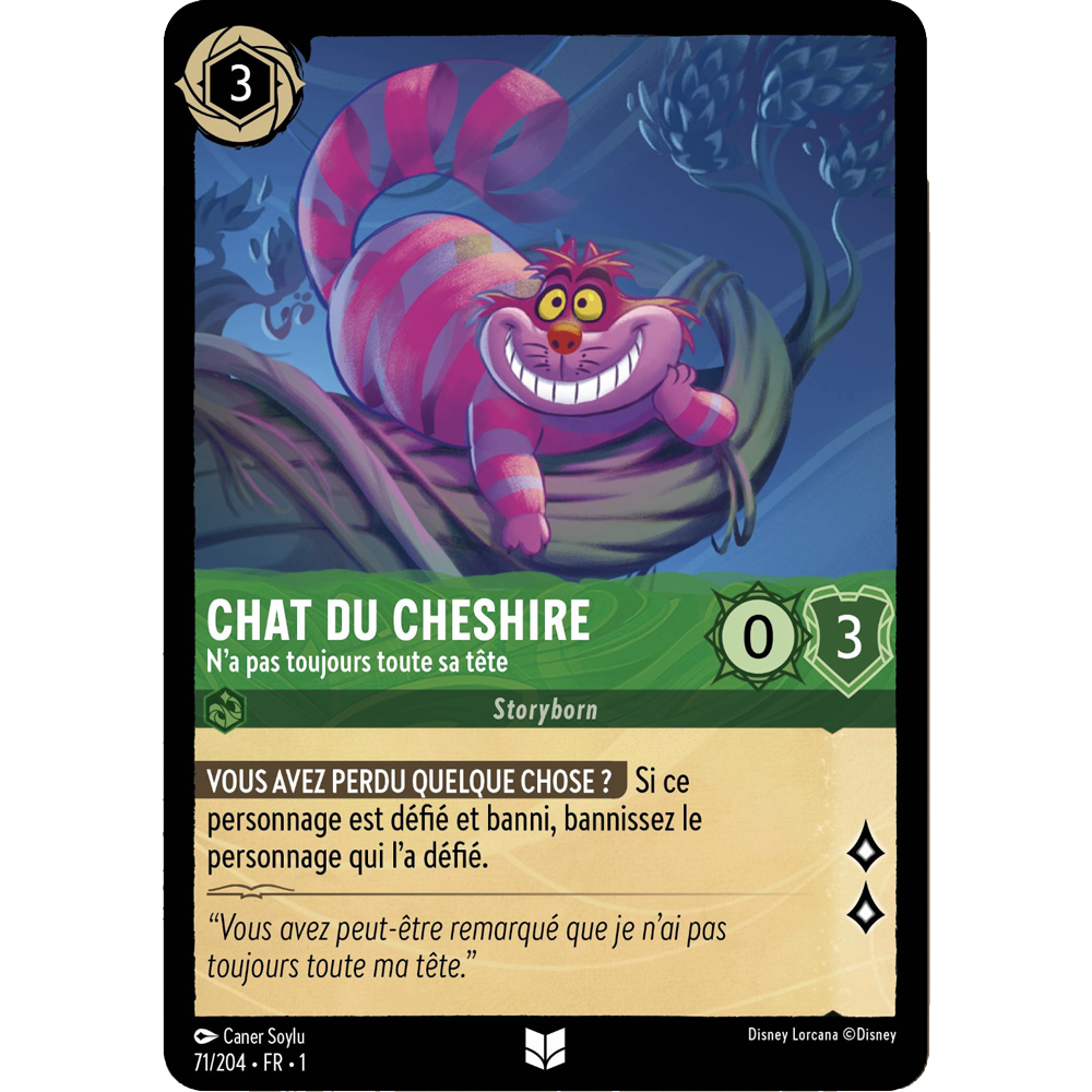 Chat du Cheshire, carte Peu Commune de Lorcana