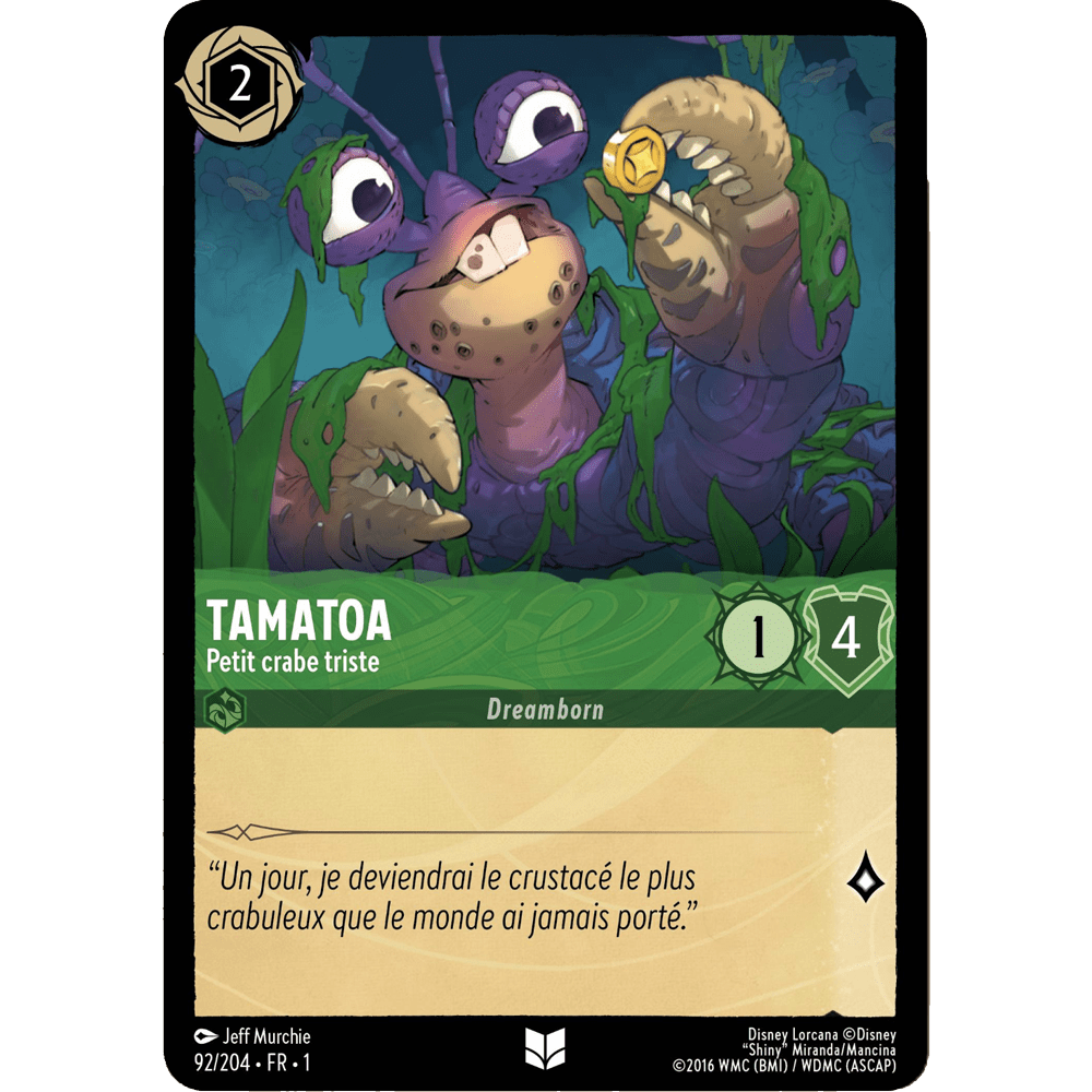 Tamatoa, carte Peu Commune de Lorcana