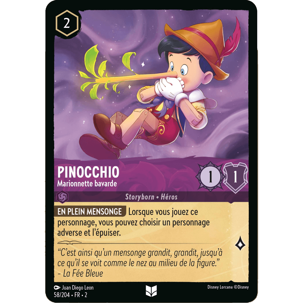 Pinocchio, carte Peu Commune de Lorcana