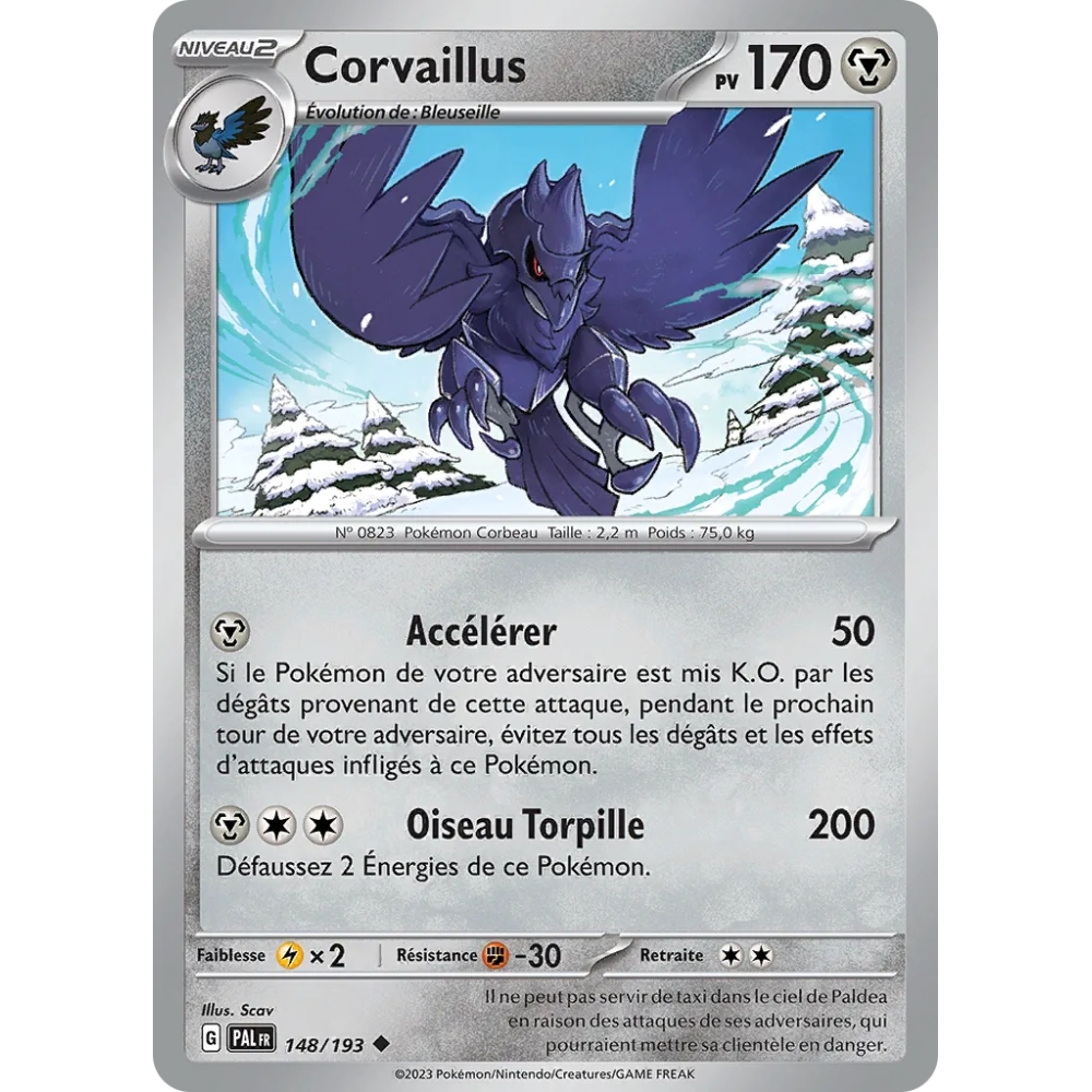 Carte Corvaillus - Peu commune (Brillante) de Pokémon Écarlate et Violet Évolutions à Paldea 148/193