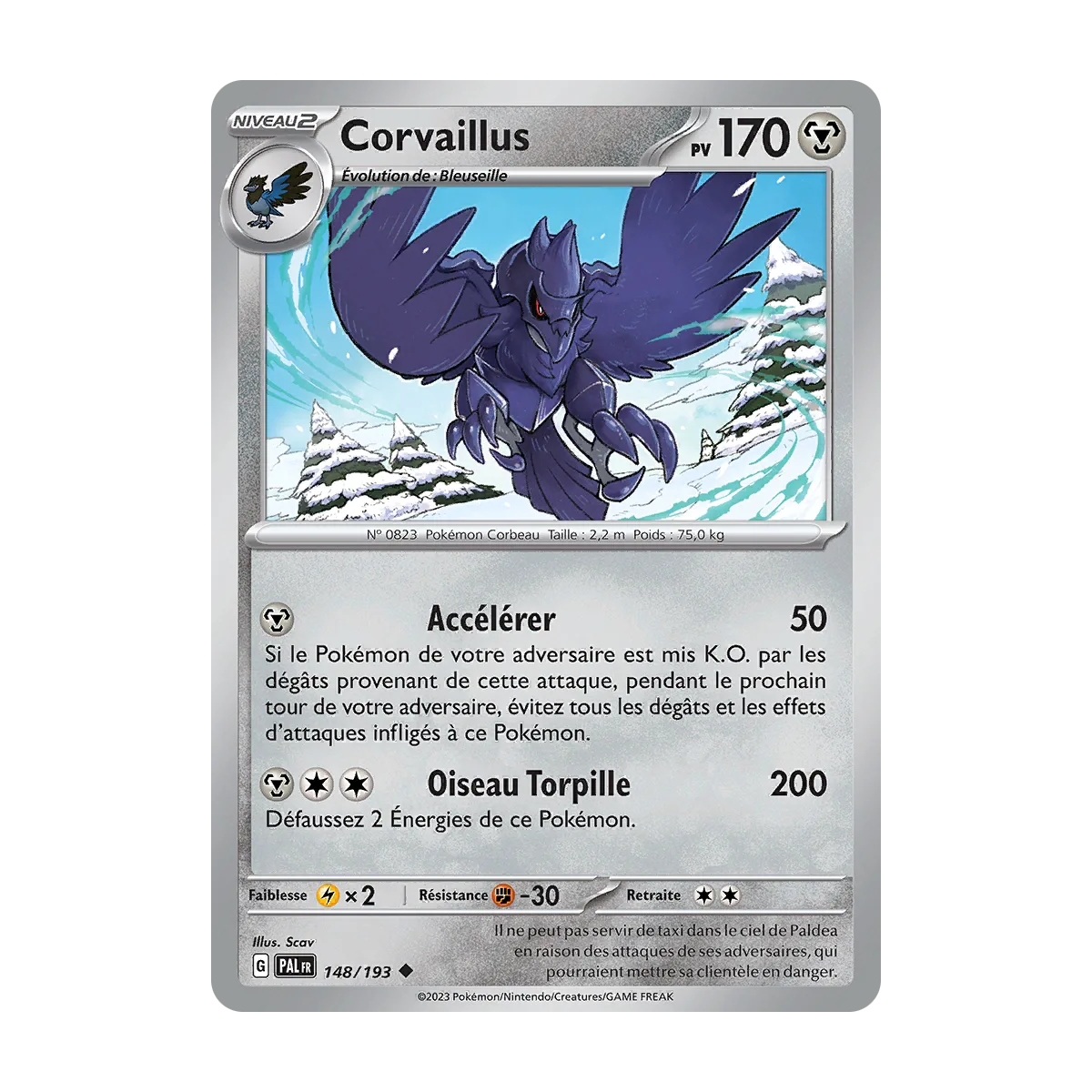 Carte Corvaillus - Peu commune (Brillante) de Pokémon Écarlate et Violet Évolutions à Paldea 148/193