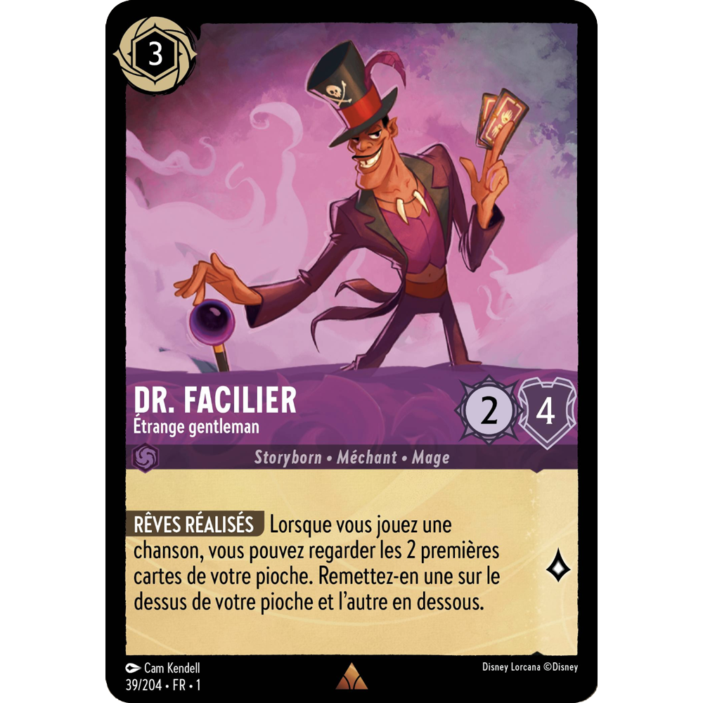 Dr. Facilier, carte Rare de Lorcana