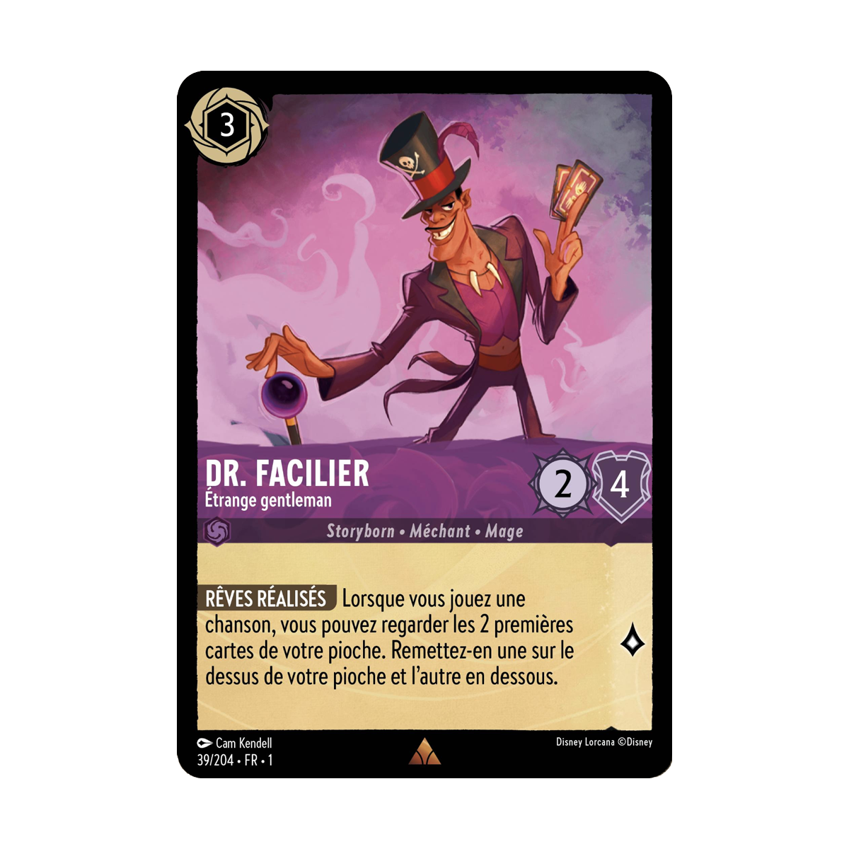 Dr. Facilier, carte Rare de Lorcana