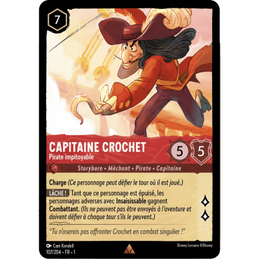 Capitaine Crochet, carte Rare de Lorcana