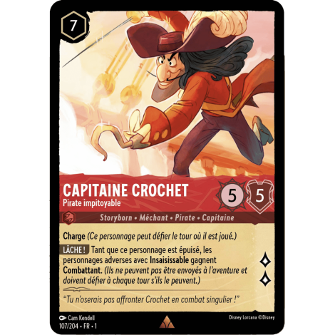 Capitaine Crochet, carte Rare de Lorcana