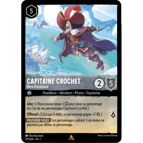 Capitaine Crochet, carte Rare de Lorcana