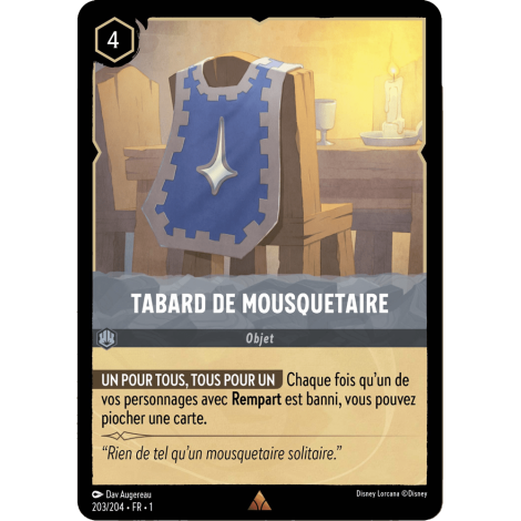 Tabard de Mousquetaire 203/204 : carte Lorcana