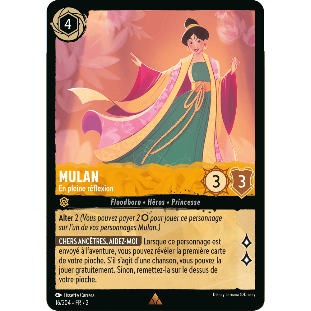 Mulan, carte Rare de Lorcana