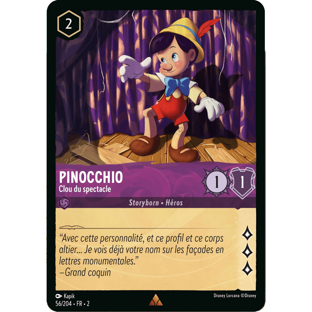 Pinocchio, carte Rare de Lorcana